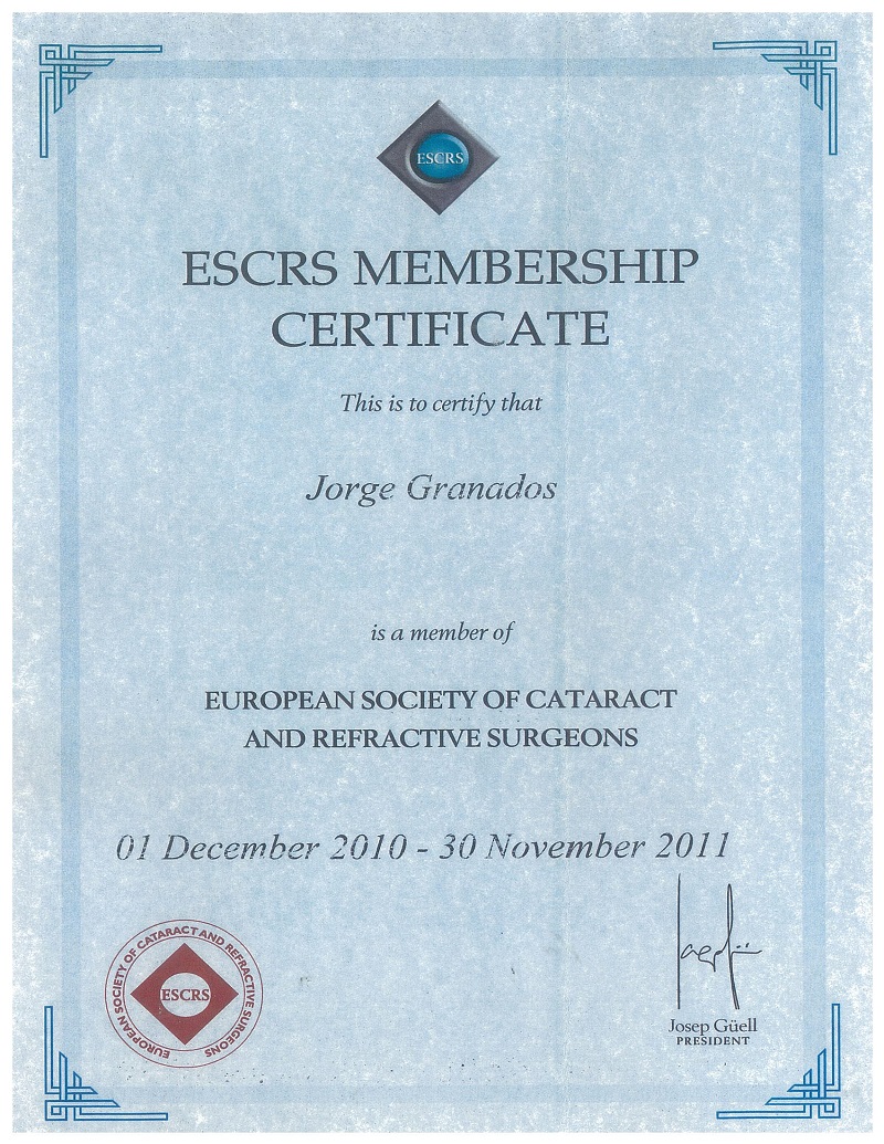 ESCSR MEMBERSHIP CERTIFICATE